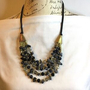 Blue and crystal stone necklace great for casual outfit or dressy occasion